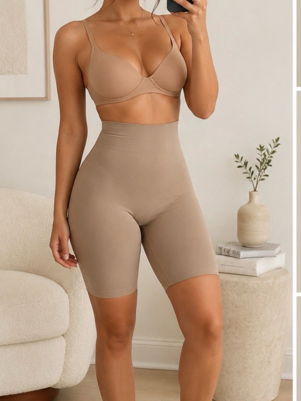 Skims Seamless Sculpt High-Waist Mid Thigh Shape wear Nude  Bike Shorts xxs